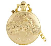BDSHGRDH Reloj de Bolsillo， Reloj de Bolsillo con Cadena Steampunk Tallada Motocicleta Esfera LED Luminosa(Gold)