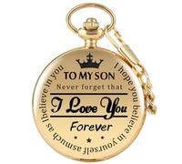 BDSHGRDH Reloj de Bolsillo， Reloj de Bolsillo Cuarzo Grabado Retro, Cadena Gruesa, Adecuado for Colgante Reloj for Hombres y Mujeres(Gold)