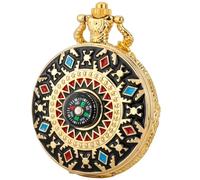 BDSHGRDH Reloj de Bolsillo， Reloj de Bolsillo Delgado con Cadena brújula, Reloj Regalo, Movimiento Cuarzo, Collar, Colgante, Adecuado for Hombres y Mujeres