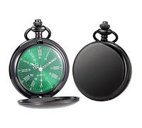 BDSHGRDH Reloj de Bolsillo， Reloj de Bolsillo Relojes Vintage Cuarzo for mí con Caja Cadena Regalos cumpleaños Navidad Boda(Green)