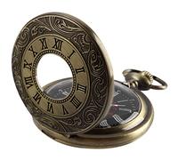 BDSHGRDH Reloj de Bolsillo， Reloj de Bolsillo Steampunk Cuarzo con números Romanos Vintage Cadena for Hombres, Regalos cumpleaños y Navidad(Bronze)