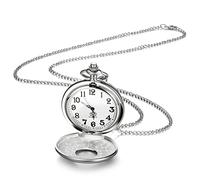 BDSHGRDH Reloj de Bolsillo， Reloj de Bolsillo Vintage Liso con Cadena números Romanos Reloj Antiguo for Hombres Mujeres papá cumpleaños Aniversario día(Silver)