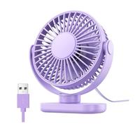 BDSHGRDH ventilador， Mini ventilador de escritorio USB portátil, rotación 360 °, 3 velocidades, potente flujo aire, pequeño refrigeración for dormitorio, hogar, oficina y(Purple)