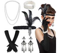 BDSHUNBF 1920s Set de Accesorios, Juego de Accesorios Disfraz de Aleta 1920s, Disfraces Accesorios Great Gatsby, para Fiestas Temáticas Mascarada Halloween Navidad