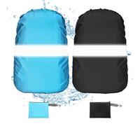 BDSHUNBF 2 Pcs Funda Impermeable para Mochila, Reflectante Funda Mochila Impermeable, Cubierta de Bolsa Protector de Lluvia con Banda Reflectante para Camping Senderismo Excursionismo, 40-50L