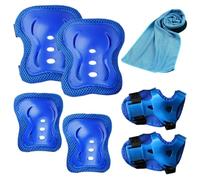 BDSHUNBF 6 Piezas Protecciones Patines Set, Protecciones Skate Niño Rodilleras Patines Niña, Protecciones Patines Niña, Rodilleras y Coderas Niña Patinaje, Set Rodilleras Coderas y Muñequeras, Azul