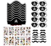 BDSHUNBF Diviértete a lo grande con los juguetes de fiesta a granel disfraz pirata perfecto,sombreros y parches piratas,10 sombreros de pirata,10 parche de ojos de fieltro pirata tatuajes piratas
