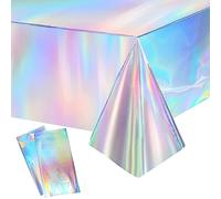 BDSHUNBF Mantel de 2 Piezas de Color Arcoíris, Plástico Manteles Rectangular con Purpurina, para Decoración Fiestas, Navidad, Cumpleaños, Mesa, Restaurante 54 x 108 Pulgadas