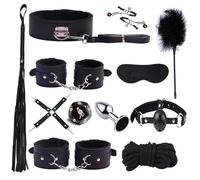 BDSM Bondage Multi Funzionale 12 Pezzi Set di Black Dade Liscia Pelle Regolabile Accessori Sportivi, Attrezzature di Allenamento di Resistenza, Regalo di Coppia - K + 1