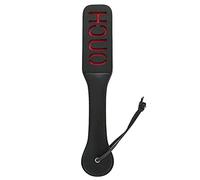 BDSM Paddle with Reverse Text - Ouch! - Black and Red Faux Leather
