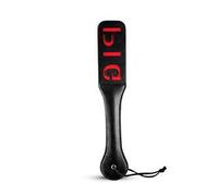 BDSM Paddle with Reverse Text - Pig - Black and Red Faux Leather