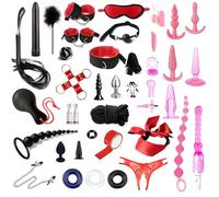 BDSMAGE Set Bondage 39 Pezzi Erotic Sex Toys, manette Sexishop Sexytoysys Donna Coppia, Plug Anale Butt Plug Set, Collare, Benda, Morsetti Capezzoli, BDSM sexy shop per Coppie Adulti