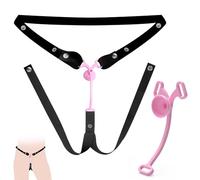 BDSMJOY Bondage SM Juguetes Eróticos,Jaula especial para el pene,Con correa de fijación auxiliar,Correa ajustable para jaula de pene,Dispositivos de Castidad Masculina Ligeros (Rosa, Corto)