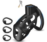 BDSMJOY castidad para el pene,con 3 Anillos para el Pene Extraíbles,Anillo de testículo que se puede abrir,Juguetes sexuales de esclavos de jaula