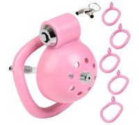 BDSMJOY chastity cage,Con 5 anillos para el pene y un tapón uretral flexible,bdsm Juguetes Eróticos Para Adultos,Abuso sexual en cautiverio SM extremo (Rosa)