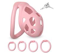 BDSMLOVE Jaula de castidad Cobra Jaula para pene Jaula de castidad con 4 anillos para testículos, cinturón de castidad Set de juguetes sexuales fetichistas para hombres (S)