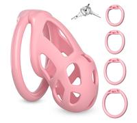 BDSMLOVE Jaula de castidad Jaula para pene Jaula de castidad con 4 anillos para testículos, cinturón de castidad Set de juguetes sexuales fetichistas para hombres (M)