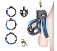BDSMLOVE Jaula de Castidad Masculina Cobra 6.0, Jaula para el Pene con 3 Anillos para Testículos, Cinturón de Castidad para Hombres, Juguete Sexual para Hombres, Set de Juguetes Sexuales Extremos (XS)