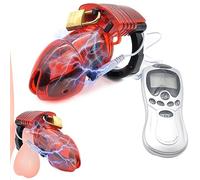 BDSMYEE Chastity cage con Descarga eléctrica, jaula castidad juguetes eróticos para pareja sexuales, Jaulas de Pene para Prevenir Erección, Castigo sexual SM Toy (Rojo)