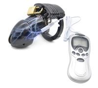 BDSMYEE Chastity cage con Descarga eléctrica, jaula castidad juguetes eróticos para pareja sexuales, Jaulas de Pene para Prevenir Erección, Castigo sexual SM Toy (Negro)
