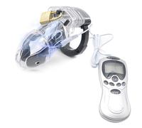 BDSMYEE Chastity cage con Descarga eléctrica, jaula castidad juguetes eróticos para pareja sexuales, Jaulas de Pene para Prevenir Erección, Castigo sexual SM Toy (Transparencia)