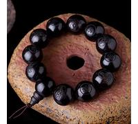 BDSTT 1 Pieza de Pulseras de oración Budista con Cuentas de ébano Natural, Pulsera de Buda con Gran Escultura, joyería de meditación para Hombres y Mujeres, Cuentas de 15mm