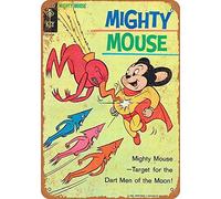 BDTS Mighty Mouse Comic - Letrero de metal, diseño retro vintage, 20 x 30 cm