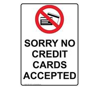 BDTS - Señal de Metal con Texto en inglés Sorry No Credit Cards Accepted Carteles, 20,3 x 30,5 cm