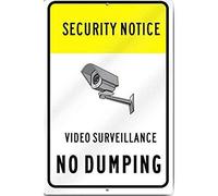 BDTS - Señal de Metal para vigilancia con Texto en inglés No Dumping Under Video Surveillance Sign