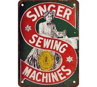 BDTS Singer - Letrero de Metal para máquina de Coser Vintage (20,3 x 30,5 cm)