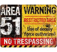 BDTS Vintage Retroduction Area 51 Do Not Enter Warning Metal Sign Party Props placa/signo de 8 x 30 cm