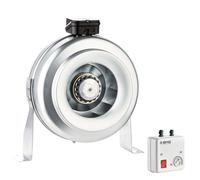 BDTX - Juego de ventiladores de tubo con regulador de velocidad (1100 W, 5 A, 230 V, en línea, para conductos y conductos, ventilador de canal regulable, ventilador de pared, 160 mm)
