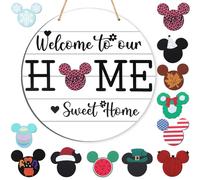 BDUSXYZ Letrero de temporada para puerta delantera con 12 iconos, letrero de bienvenida intercambiable, decoración de pared de granja, colgador de puerta para Navidad, Pascua, cumpleaños, día de la
