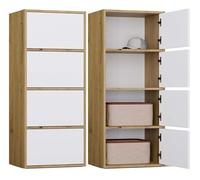 BDW Alma - Cómoda Moderna con 4 Puertas (50 x 119 x 40 cm, Sistema Tip-ON) - Roble Artesano/Blanco