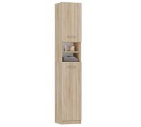 BDW - Armario alto para cuarto de baño Marbela - Armario alto para baño 180 x 32 x 30 cm - Con puertas y estante abierto, lado de apertura de puerta seleccionable (roble Sonoma)