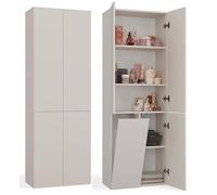 BDW Armario de Baño con Cesta para Ropa, 4 Puertas, 174 x 60 x 30 cm - Mueble Bajo Lavabo y Armario Alto con Estantería (Cachemira)