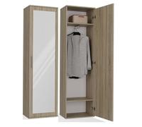 BDW Armario dúo con espejo, armario moderno, multifuncional, para pasillo, dormitorio, habitación infantil, 180 x 50 x 35 (T) (roble Sonoma)