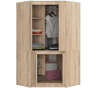 BDW - Armario esquinero para Dormitorio - Grande - 100 cm de Ancho, 180 cm de Alto - con Barra y Estantes - Roble Sonoma