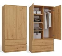 BDW Armario SS-90, 180 x 90 x 50 cm, armario moderno, ideal para un dormitorio, pasillo, habitación infantil u oficina, perchero, perchero, (roble Artisan)