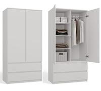 BDW Armario SS-90, 180 x 90 x 50 cm, armario moderno, ideal para un dormitorio, pasillo, habitación infantil u oficina, perchero, perchero, color blanco