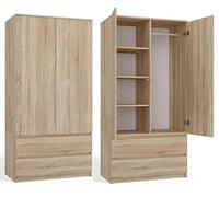 BDW Armario SS-90, 180 x 90 x 50 cm, armario moderno, ideal para un dormitorio, pasillo, habitación infantil u oficina, perchero, perchero, (roble Sonoma)