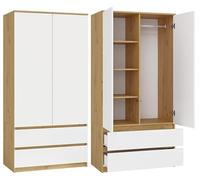 BDW Armario SS-90, 180 x 90 x 50 cm, armario moderno, ideal para un dormitorio, pasillo, habitación infantil u oficina, perchero, perchero, color blanco