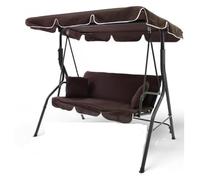 BDW Columpio de jardín con toldo ajustable, cojín suave, estructura de metal recubierto de polvo, resistente al agua, 172 x 110 x 154 cm, para terraza, jardín (marrón)