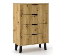 BDW - Cómoda de Cuatro Cajones - Aparador Escandinavo para Salón - Ideal para Dormitorio Infantil, Juvenil o Recibidor - En Tablero de Partículas Laminado Macizo - Roble Artisan