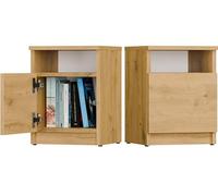 BDW Galax - Mesita de Noche con Sistema Tip-ON, 30 x 30 x 40 cm, 1 Puerta y Estante Abierto, Dormitorio Infantil, Roble Artisan