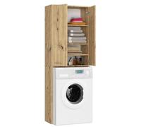 BDW - Mueble para Lavadora, Estantería, Mueble Alto - Mueble de Baño, Mueble Multiusos - 2 Puertas - Mueble de Almacenaje, Mueble Alto 180cm - Cuarto de Baño, Lavadero - Roble Artisan