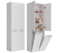 BDW NEL 2K/DD - Armario para baño, cesta para la colada, 2 puertas, 174 x 60 x 30 cm, bajo el lavabo, alto, mueble de baño, NEL 2K/DD (blanco)