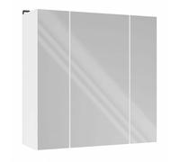 BDW Pola - Armario de baño con 3 puertas con espejo, color blanco, montaje en pared sobre lavabo, 60 x 60 x 22 cm, 6 estantes, diseño moderno