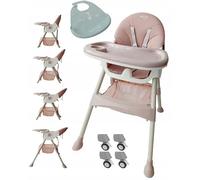 BDW - Silla para Bebé 4 En 1 - Trona para Bebé - a Partir de 6 Meses - Silla para Niños con Reposapiés, Correa, Mesa - Trona para Niños, Trona para Bebé con Función Reclinable - Rosa
