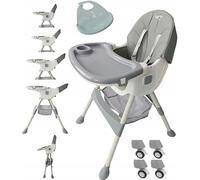 BDW - Silla para Bebé 4 En 1 - Trona para Bebé - a Partir de 6 Meses - Silla para Niños con Reposapiés, Correa, Mesa - Trona para Niños, Trona para Bebé con Función Reclinable - Gris